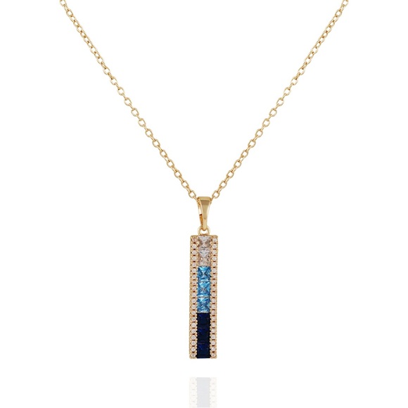 Necklace Vince Camuto gold blue ombre zirconia - Picture 1 of 3